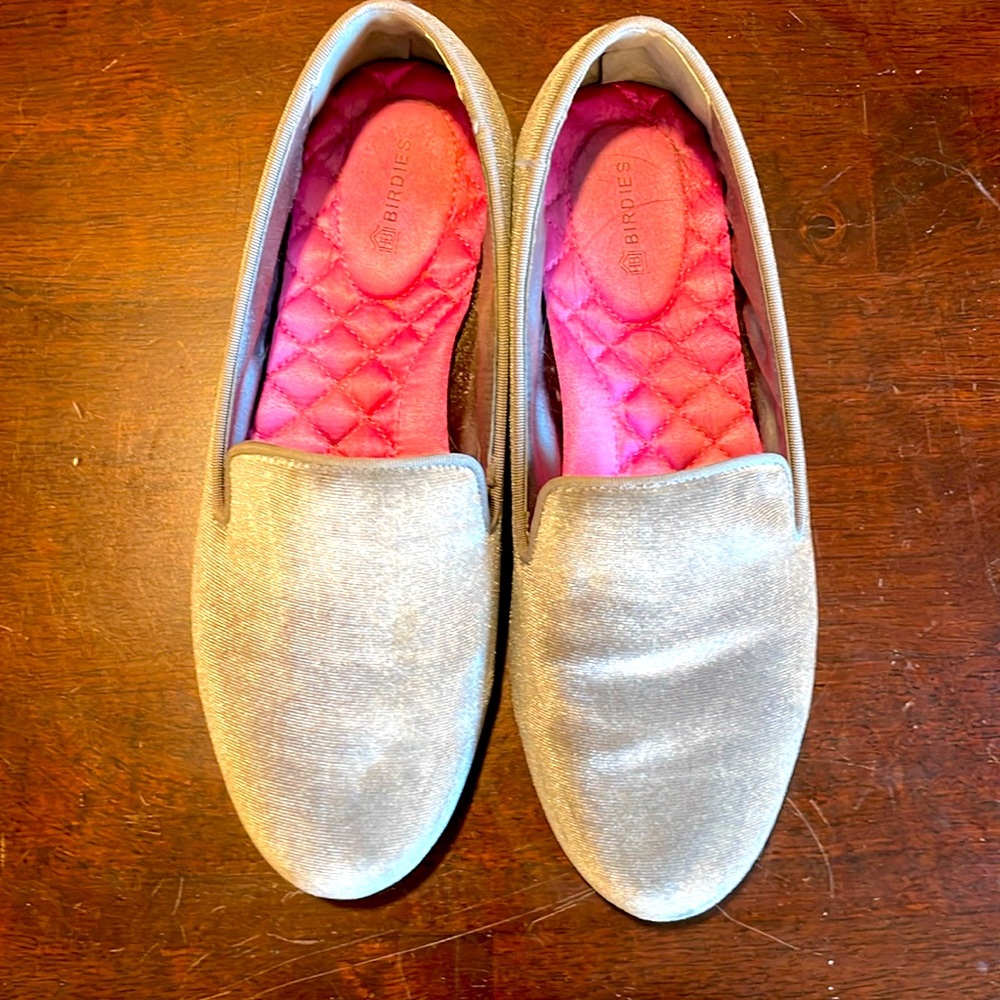 Birdies Women’s The Starling Silver Velvet Ballet Flats Loafers Size 6.5